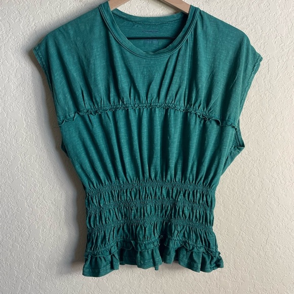 Anthropologie Pilcro Leah Gathered Tee in Green Size Large - Picture 3 of 8